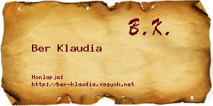 Ber Klaudia névjegykártya